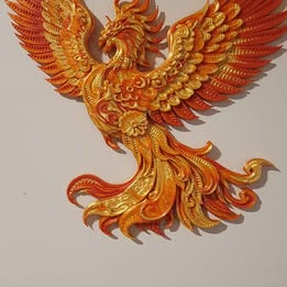 Colorful phoenix design on a white background